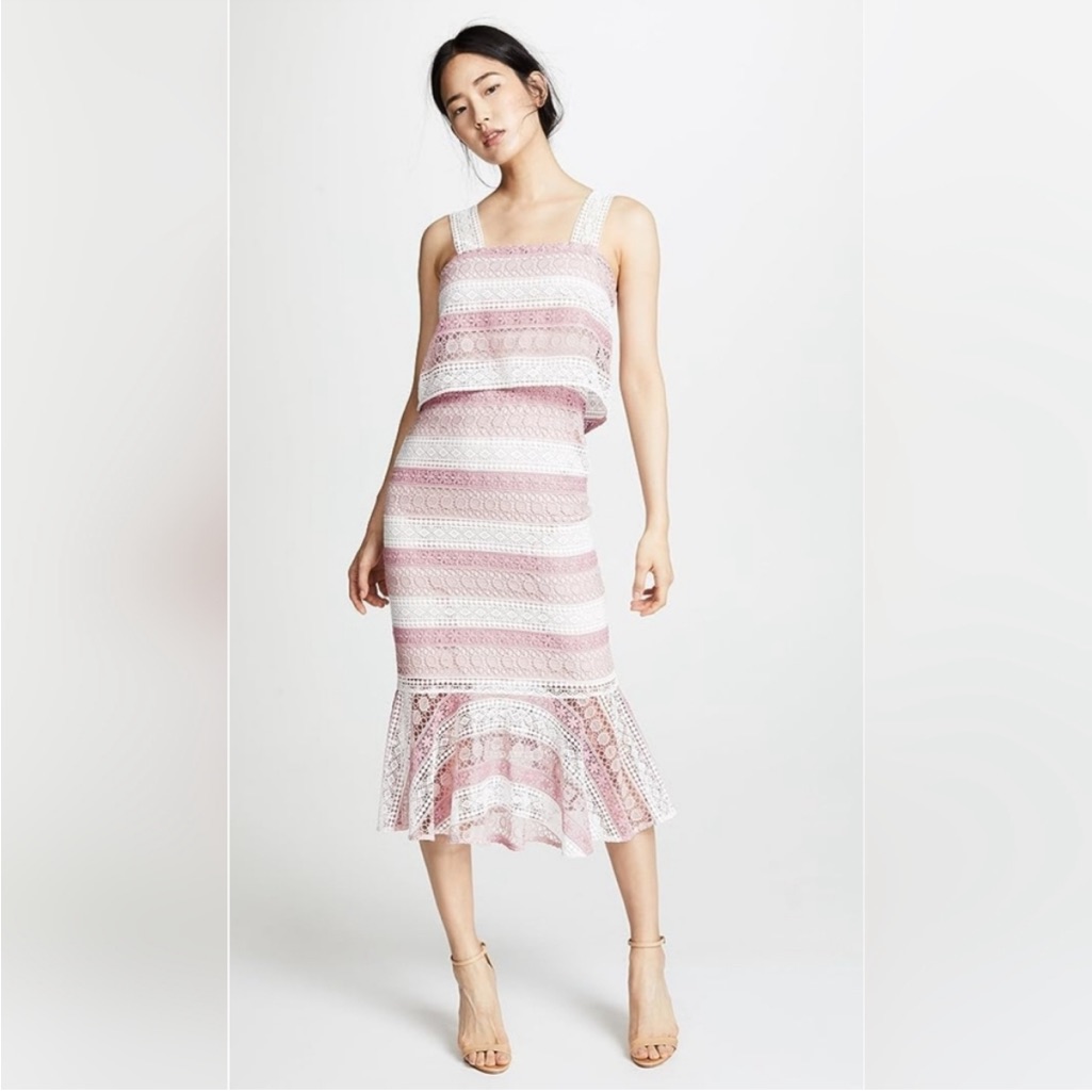 Shoshanna Sleeveless Midi Dress Pale Pink White Size 0 Mermaid Silouette